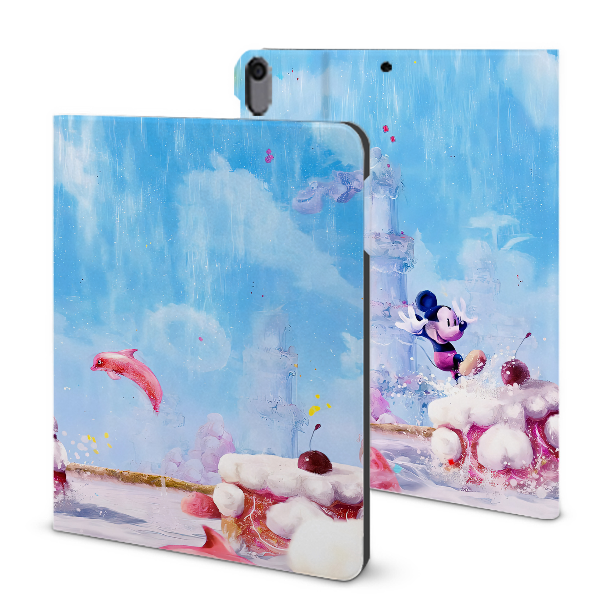 （画像用） ミッキーマウス Mickey Mouse IPad ケース ブック型 PUレザー TPU 耐衝撃 軽量 薄型 ペン収納なし 全面保護 IPad 各モデル対応